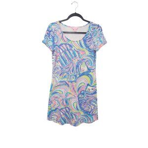 Lilly Pulitzer Coquille Print Short Sleeve Shift Dress XS Multicolor 2429